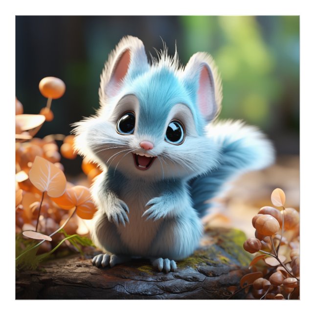 Nibbly - das blaue Eichhörnchen Fotodruck (Vorne)