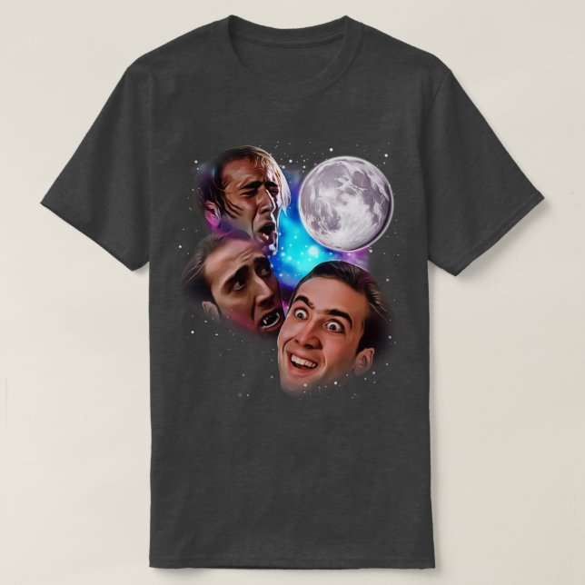 Nic Cage Howl auf dem Mond T-Shirt (Design vorne)