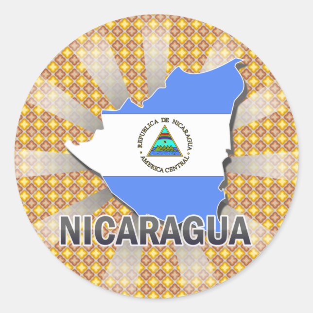 Nicaragua Flag Karte 2.0 Runder Aufkleber (Vorderseite)