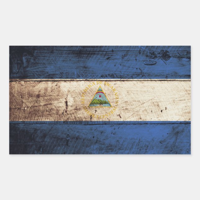 Nicaragua-Flagge für Altholzkörner Rechteckiger Aufkleber (Vorderseite)