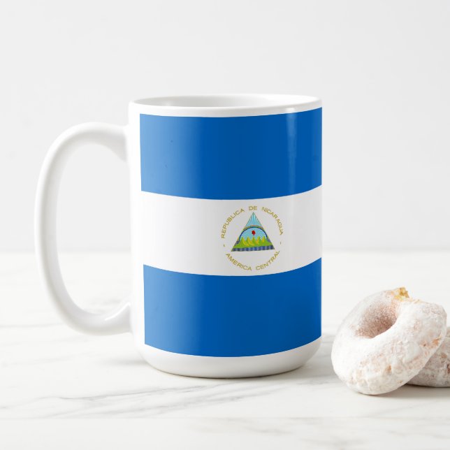 Nicaragua-Flagge Kaffeetasse (Mit Donut)