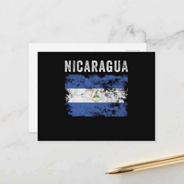 Nicaragua-Flagge Vintag - nicaraguanische Flagge Postkarte (Vorderseite/Rückseite Beispiel)