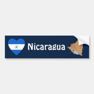 Nicaragua-Flaggen-Herz + Karten-Autoaufkleber Autoaufkleber