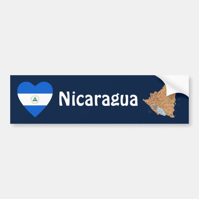 Nicaragua-Flaggen-Herz + Karten-Autoaufkleber Autoaufkleber (Vorne)