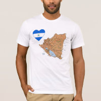 Nicaragua-Flaggen-Herz und Karten-T - Shirt