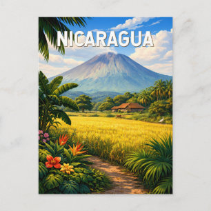 Nicaragua Illustration Reise Kunst Vintage Postkarte