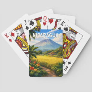 Nicaragua Illustration Reise Kunst Vintage Spielkarten