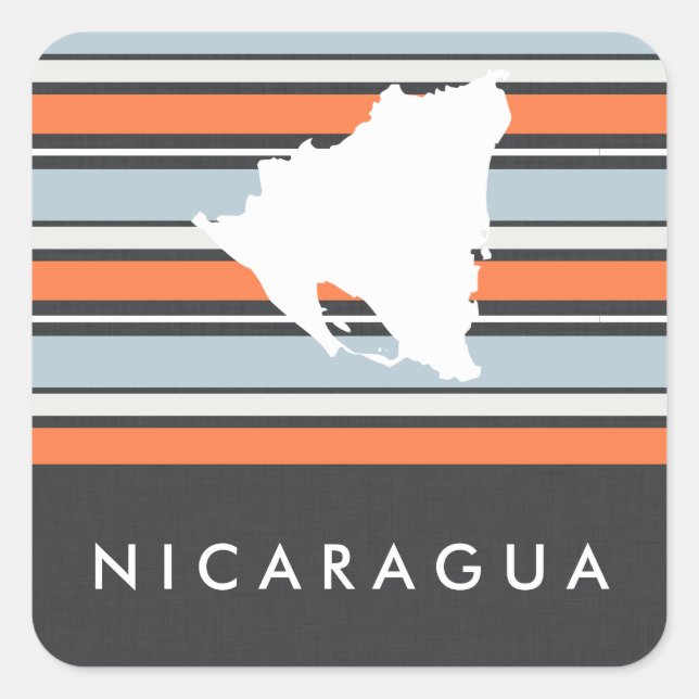 Nicaragua Karte: Moderne Streifen Quadratischer Aufkleber (Vorderseite)