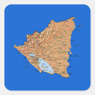Nicaragua-Karten-Aufkleber Quadratischer Aufkleber