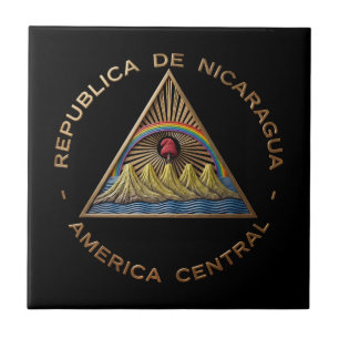 Nicaragua Landesflagge Symbol Emblem Wappen coat a Fliese