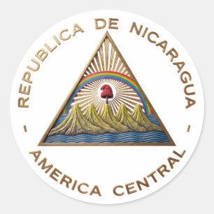 Nicaragua Landesflagge Symbol Emblem Wappen Schild Runder Aufkleber