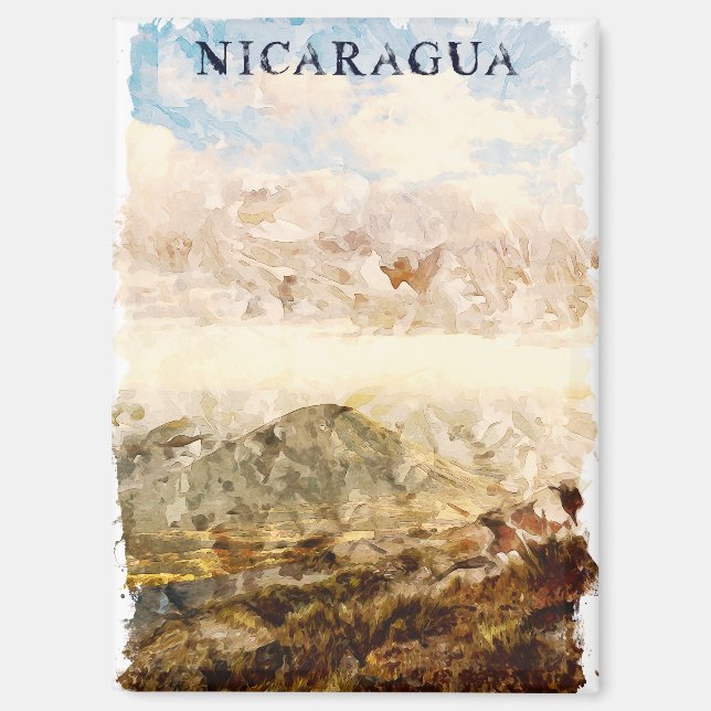 Nicaragua Landschaft Wasserfarbenreise Magnet (Vorderseite)