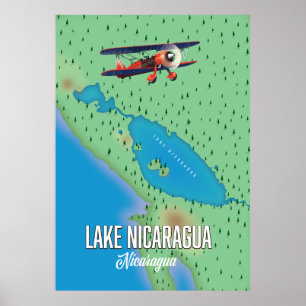 Nicaragua-See, Nicaragua-Karte Poster