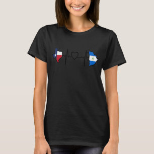 Nicaragua Texas Heartbeat Texan Nicaragua Flag T-Shirt