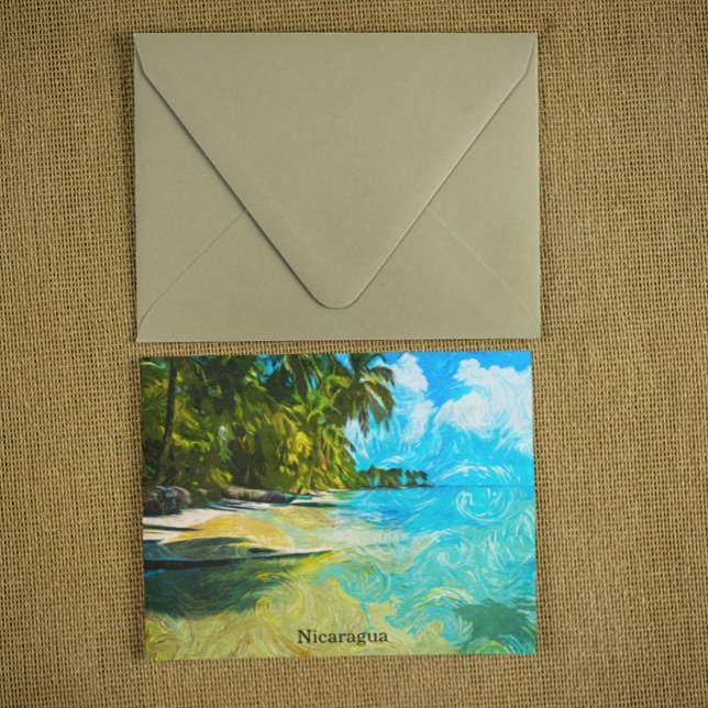 Nicaragua Tropical Scenery Oil Paint Beach Postkarte (Nicaragua Tropical Scenery Oil Paint Beach Postcard)