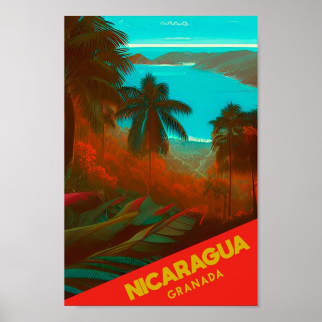 Nicaragua Vintage Reiseplakat Poster (Vorne)