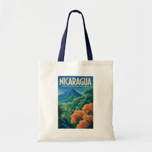 Nicaragua Vulkan Illustration Reise Kunst Vintage Tragetasche