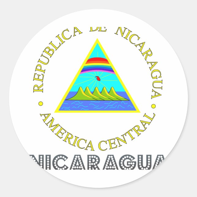 Nicaraguan Emblem Runder Aufkleber (Vorderseite)