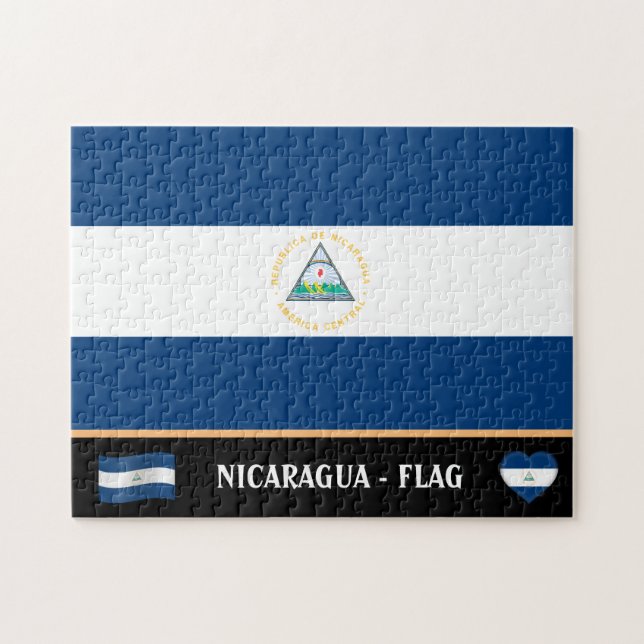 nicaraguanische Flagge & nicaraguanisches Land / N Puzzle (Horizontal)