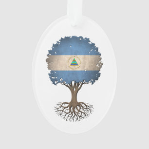 Nicaraguanischer Lebensbaum-Flagge Anpassbar Ornament