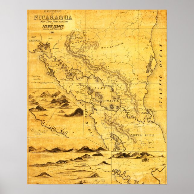 NicaraguaPanoramakarteNicaragua Poster (Vorne)