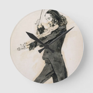 Niccolo Paganini (1782-1840) die Violine, 1 Runde Wanduhr