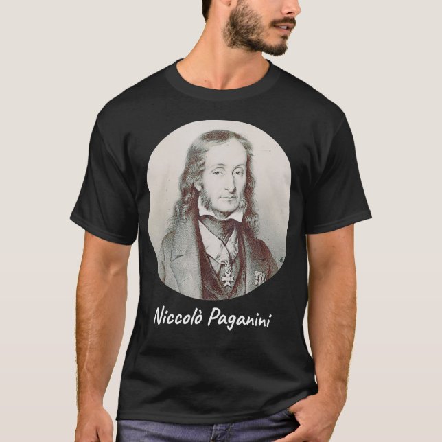Niccolo Paganini Komponist Portrait T-Shirt (Vorderseite)