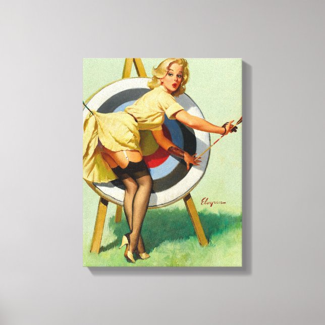 Nice Archery Shot - Retro Button Up Girl Leinwanddruck (Vorderseite)