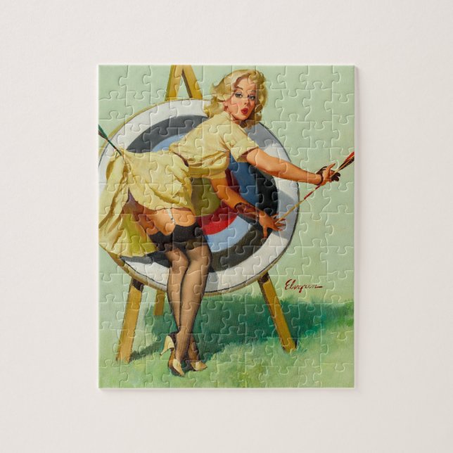 Nice Archery Shot - Retro Button Up Girl Puzzle (Vertikal)