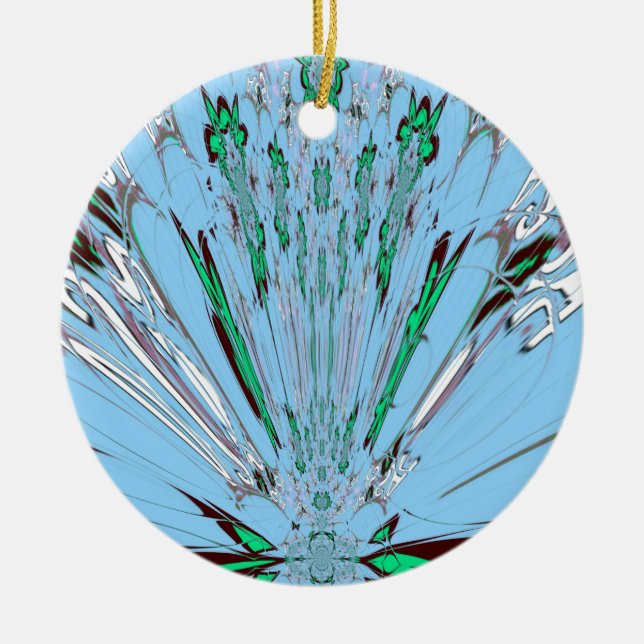 Nice Beautiful Aqua Phantastisches Blumenmuseum Keramik Ornament (Vorne)