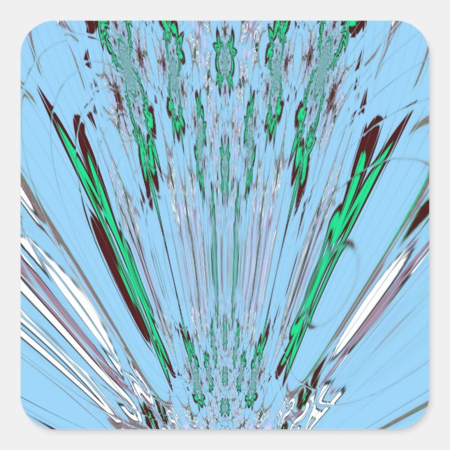 Nice Beautiful Aqua Phantastisches Blumenmuseum Quadratischer Aufkleber (Vorderseite)