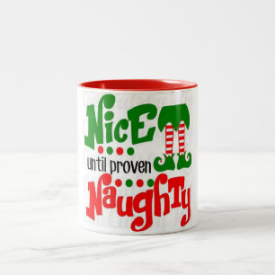 *NICE BIS NAUGHTY* CHRISTMAS ZWEIFARBIGE TASSE