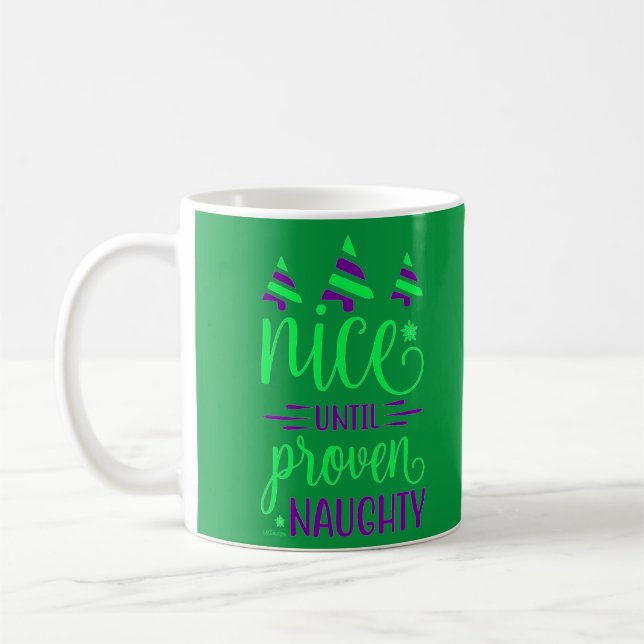 NICE BIS NAUGHTY lustige Weihnachtsgeschenk Kaffeetasse (Links)