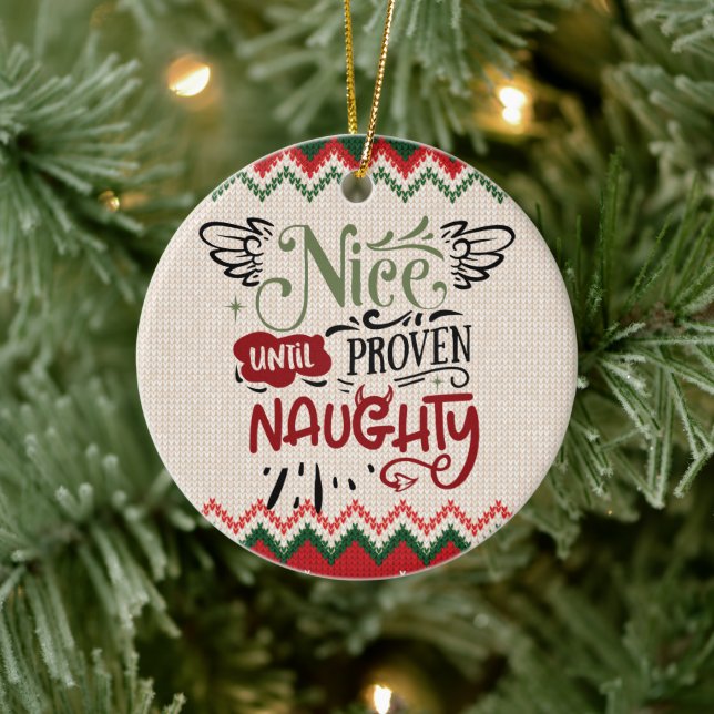 Nice Bis Proven Naughty - Funny Christmas Keramik Ornament (Baum)
