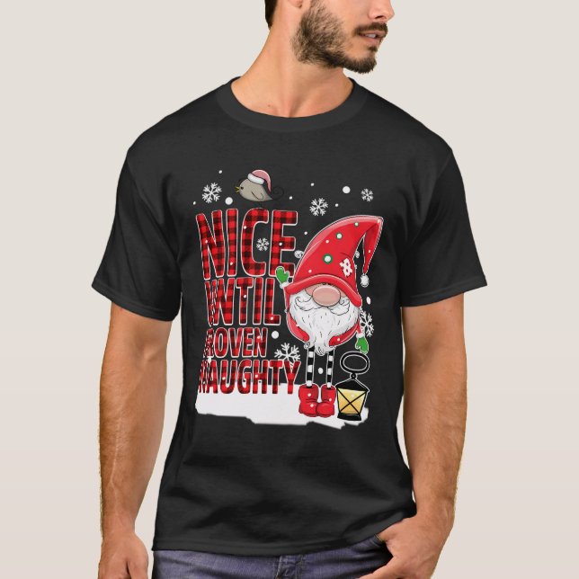 Nice bis Proven Naughty Santa List Weihnachten Xma T-Shirt (Vorderseite)