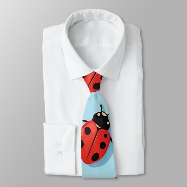 Nice Blue and Red Ladybugs Pattern Krawatte (Gebunden)