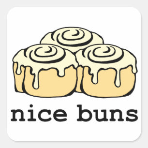 Nice Buns Cartoon Cinnamon Roll Quadratischer Aufkleber