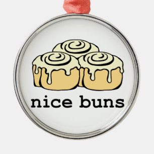 Nice Buns Cinnamon Roll Funny Cartoon Design Silbernes Ornament