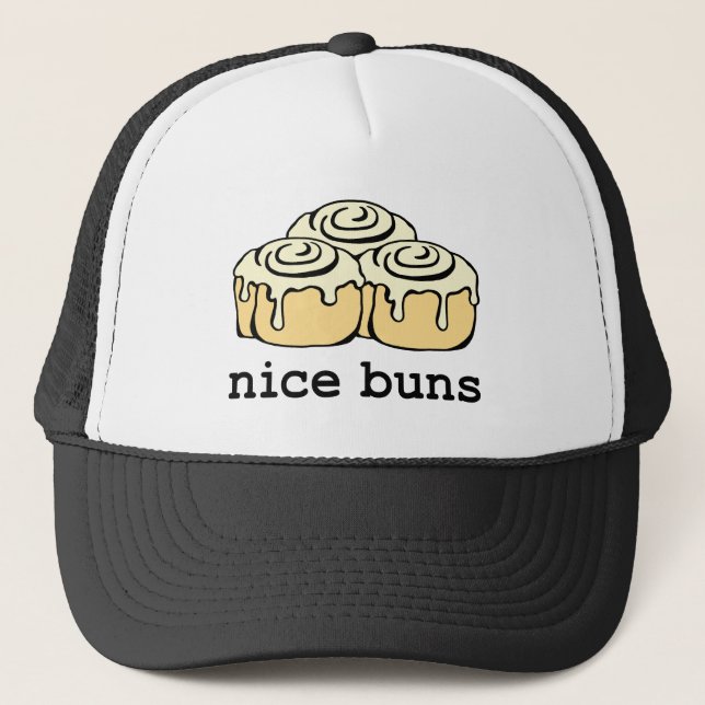 Nice Buns Cinnamon Roll Funny Cartoon Design Truckerkappe (Vorderseite)