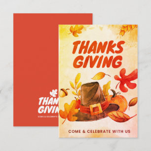 Nice Card Erntedank mit Hut und Blätter fallen Dankeskarte