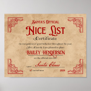 Nice Certificate Approved Santa Claus Poster
