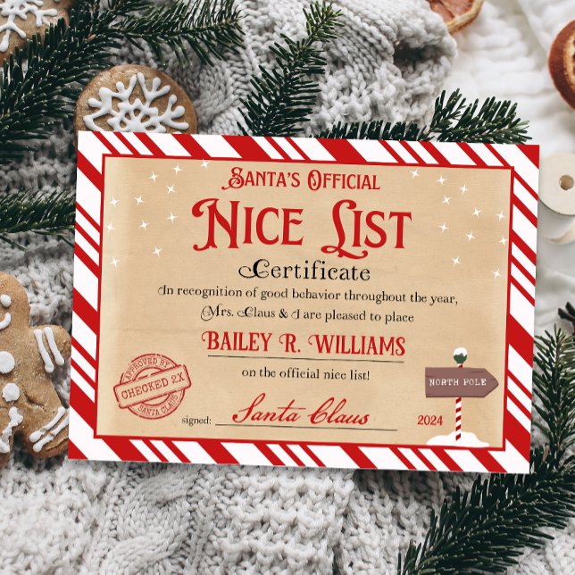 Nice Certificate from Santa Approved zweimal überp Einladung (Official Nice List Certificate Santa Claus North Pole letter instant download printable)