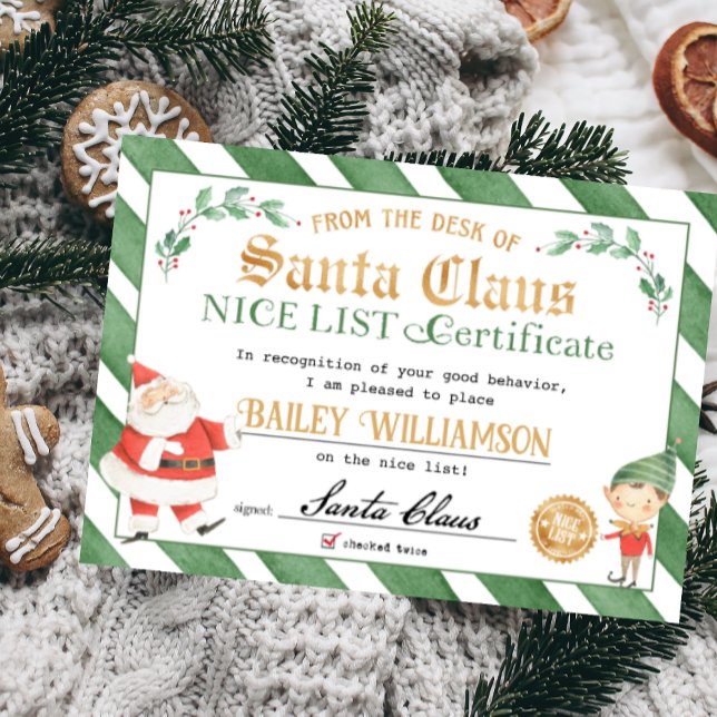 Nice Certificate from Santa Siegel of Approval Einladung (Santa nice list approved authentic seal of approval certificate nice list certificate)