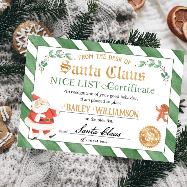 Nice Certificate from Santa Siegel of Approval Einladung (Nice list approved seal of approval authentic Santa Nice List Certificate)