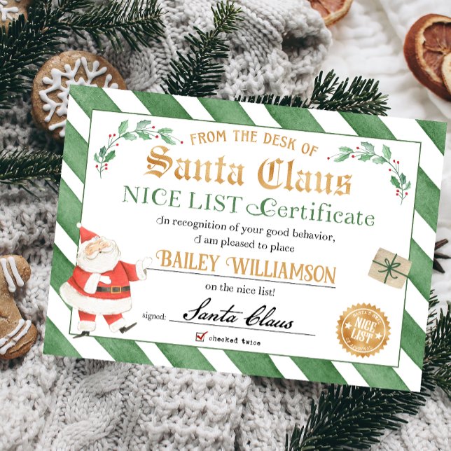 Nice Certificate from Santa Siegel of Approval Einladung (Nice list approved seal of approval authentic Santa Nice List Certificate)