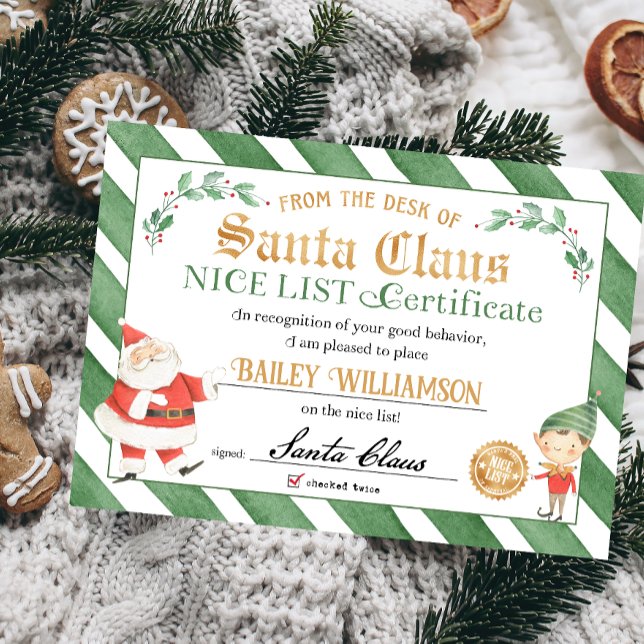 Nice Certificate from Santa Siegel of Approval Einladung (Nice list approved seal of approval authentic Santa Nice List Certificate)