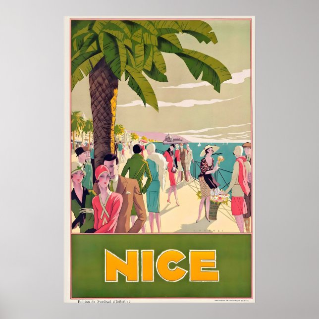 Nice Cote D'Azur France Vintage Travel Poster (Vorne)