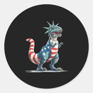 Nice Dinosaurier in Liberty Statue für US-Kleidung Runder Aufkleber