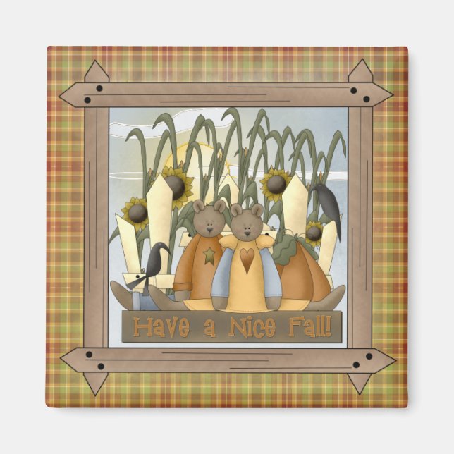 Nice Fall Country Teddy Bears Magnet (Vorne)