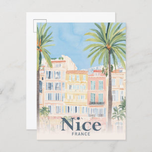 Nice France Aquarellmalerei Reisen Postkarte